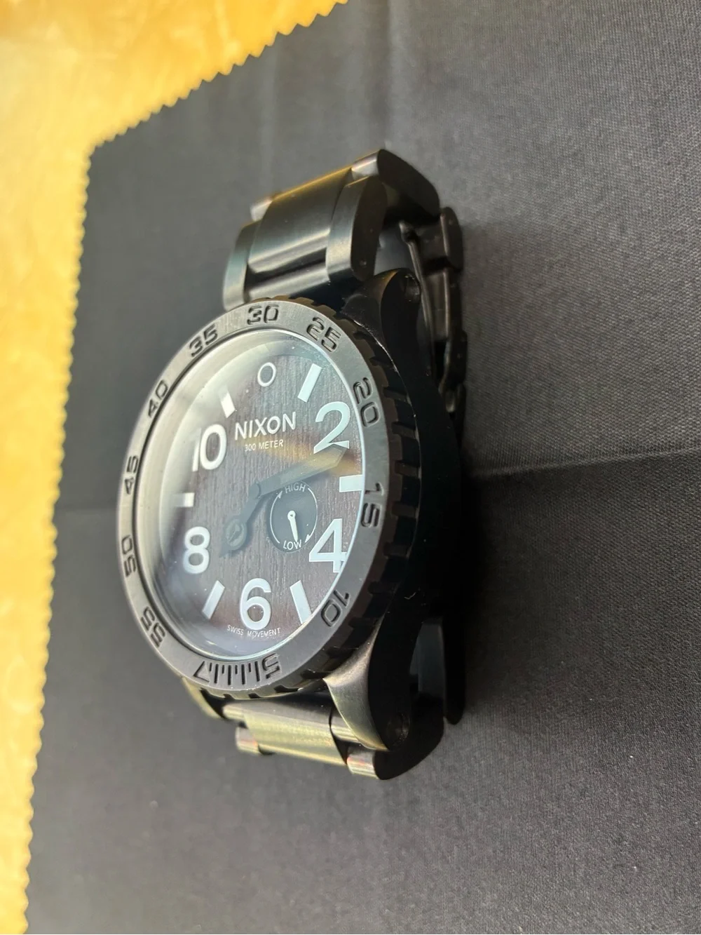 Nixon The 51-30 Tide Black with Wood Grain Face Stainless Steel Wristwatch.